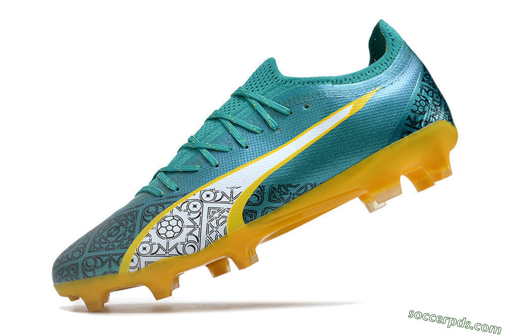 Puma Ultra Ultimate FG Low-Tops Football Boots - Jade/White/Yellow 5