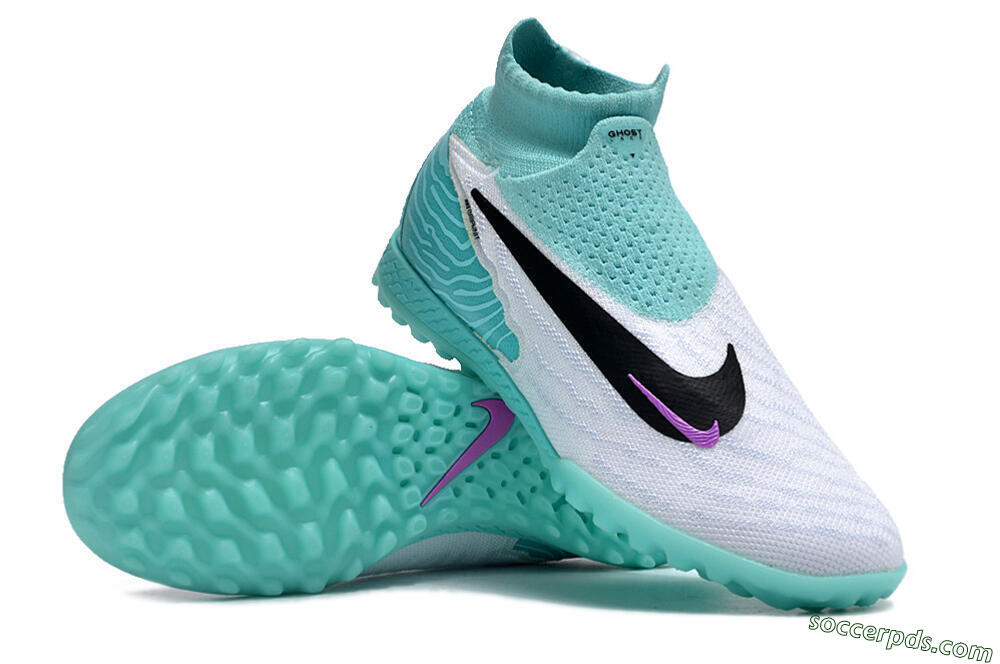 Nike Phantom GX Elite DF Link TF High-Tops Football Shoes - White/Black/Jade 3