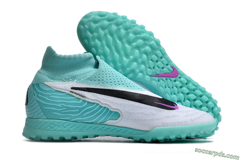 Nike Phantom GX Elite DF Link TF High-Tops Football Shoes - White/Black/Jade 1