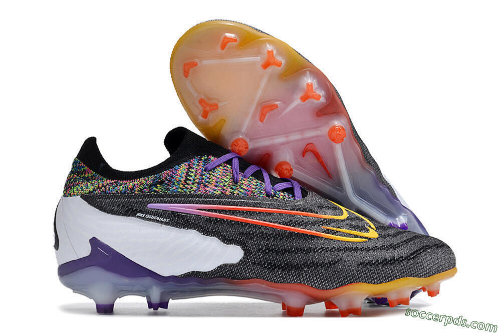 Nike Phantom GX Elite FG Low-Tops Football Boots - Black/Purple/Rainbow 1