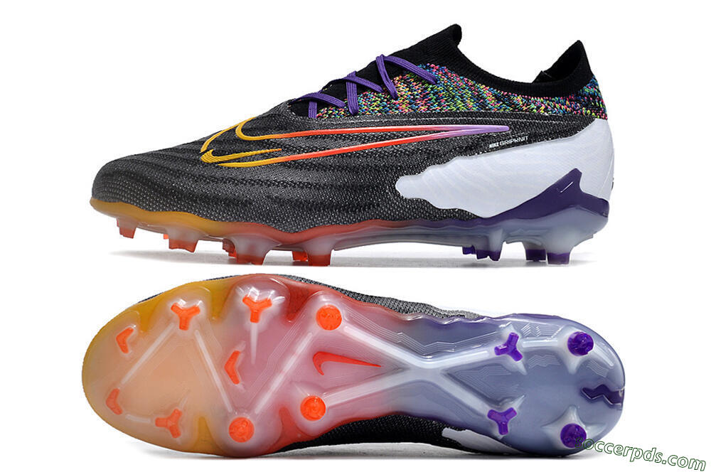 Nike Phantom GX Elite FG Low-Tops Football Boots - Black/Purple/Rainbow 0