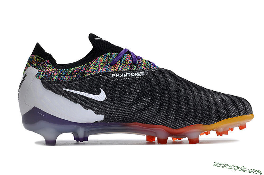 Nike Phantom GX Elite FG Low-Tops Football Boots - Black/Purple/Rainbow 7