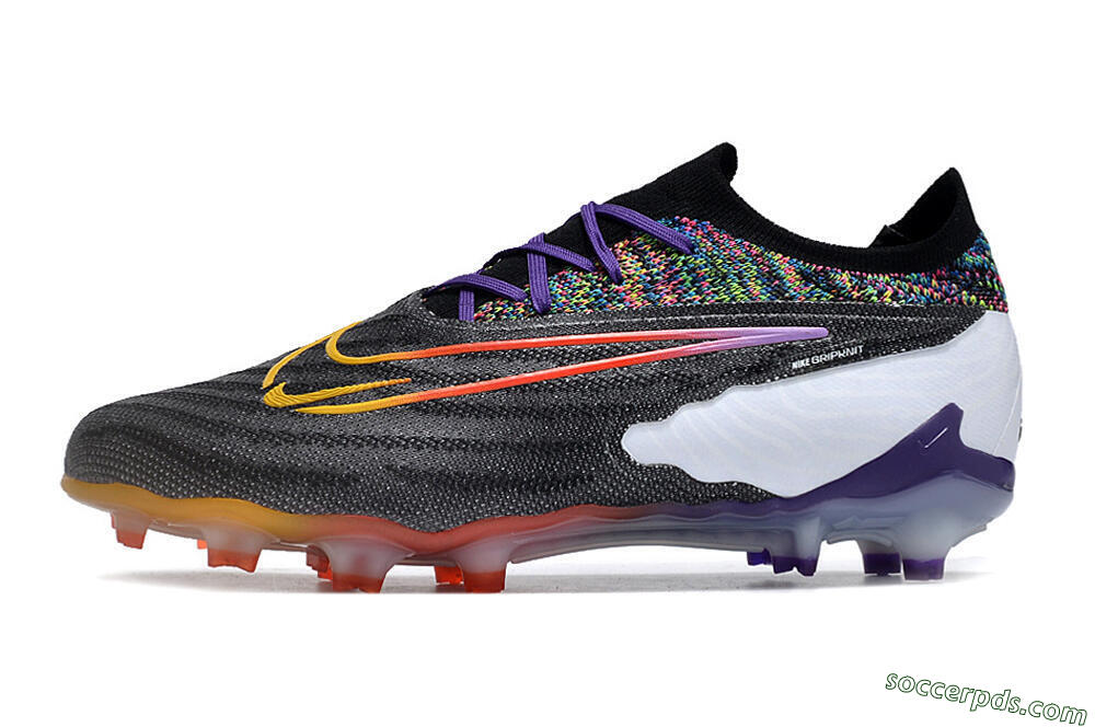 Nike Phantom GX Elite FG Low-Tops Football Boots - Black/Purple/Rainbow 2