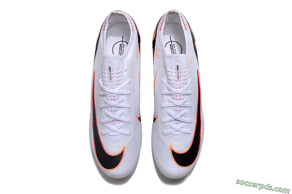 Nike Air Zoom Mercurial Vapor 15 Elite FG Low-Tops Football Boots - White/Orange/Black 4