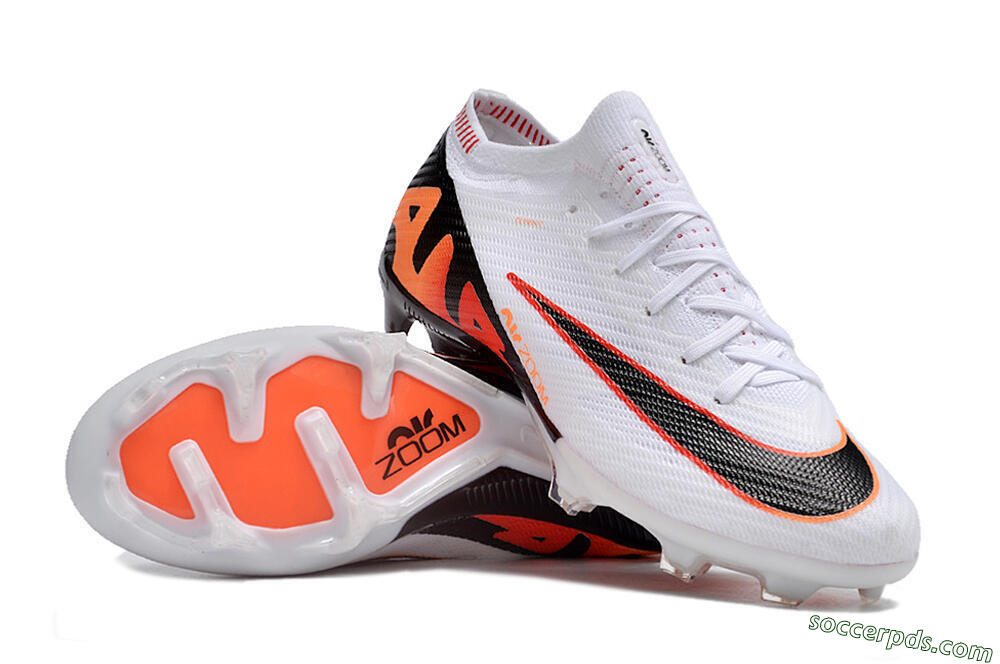 Nike Air Zoom Mercurial Vapor 15 Elite FG Low-Tops Football Boots - White/Orange/Black 3