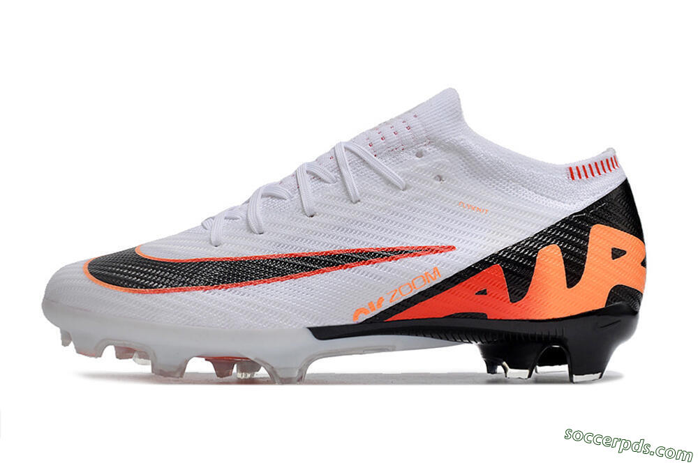 Nike Air Zoom Mercurial Vapor 15 Elite FG Low-Tops Football Boots - White/Orange/Black 2