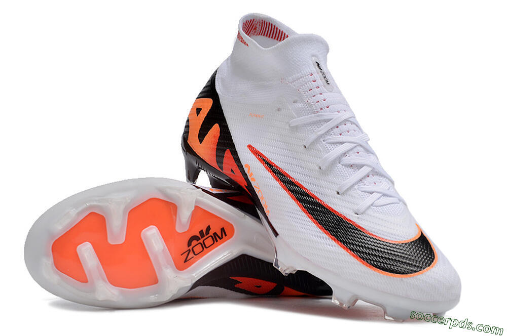 Nike Air Zoom Mercurial Superfly 9 Elite FG High-Tops Football Boots - White/Orange/Black 3