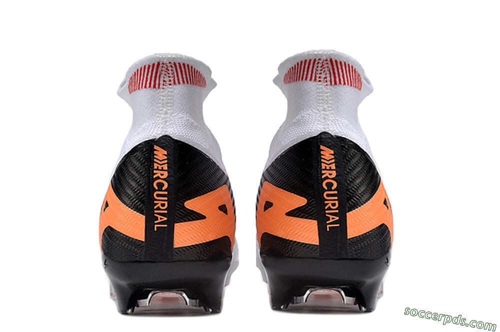 Nike Air Zoom Mercurial Superfly 9 Elite FG High-Tops Football Boots - White/Orange/Black 4