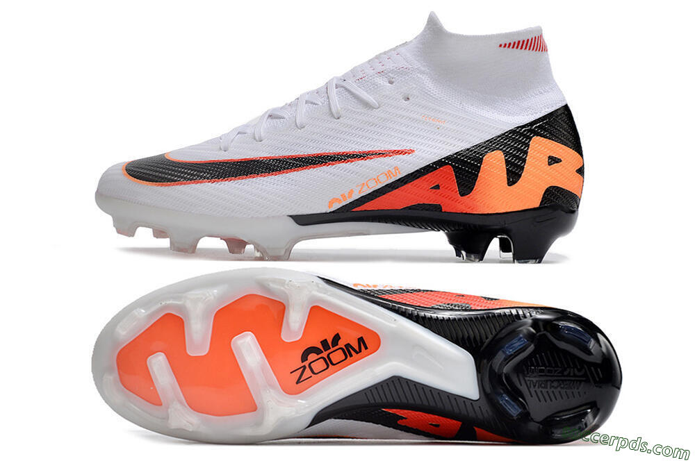 Nike Air Zoom Mercurial Superfly 9 Elite FG High-Tops Football Boots - White/Orange/Black 0