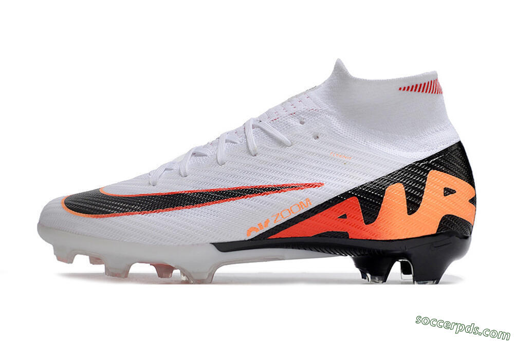 Nike Air Zoom Mercurial Superfly 9 Elite FG High-Tops Football Boots - White/Orange/Black 2