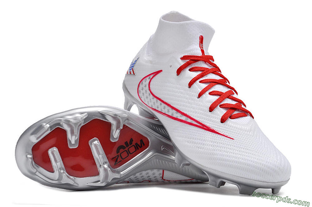 Nike Air Zoom Mercurial Superfly 9 Elite FG High-Tops Football Boots - White/Red/Silver 0