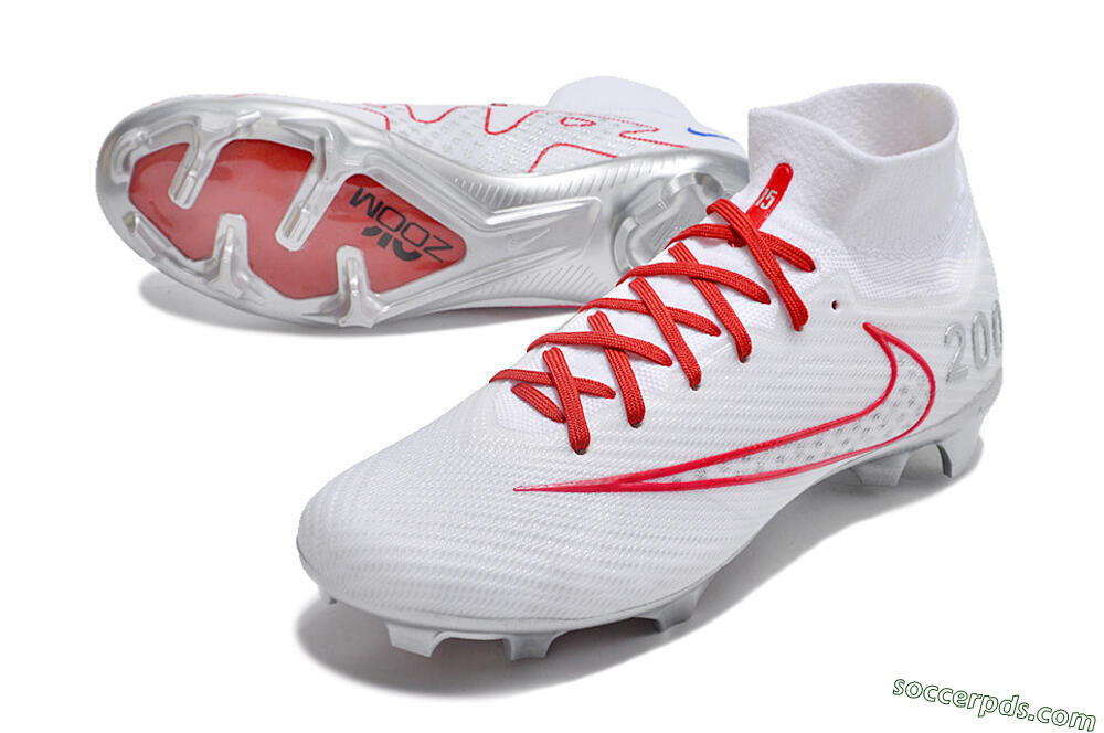 Nike Air Zoom Mercurial Superfly 9 Elite FG High-Tops Football Boots - White/Red/Silver 3