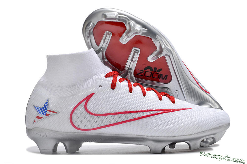 Nike Air Zoom Mercurial Superfly 9 Elite FG High-Tops Football Boots - White/Red/Silver 1