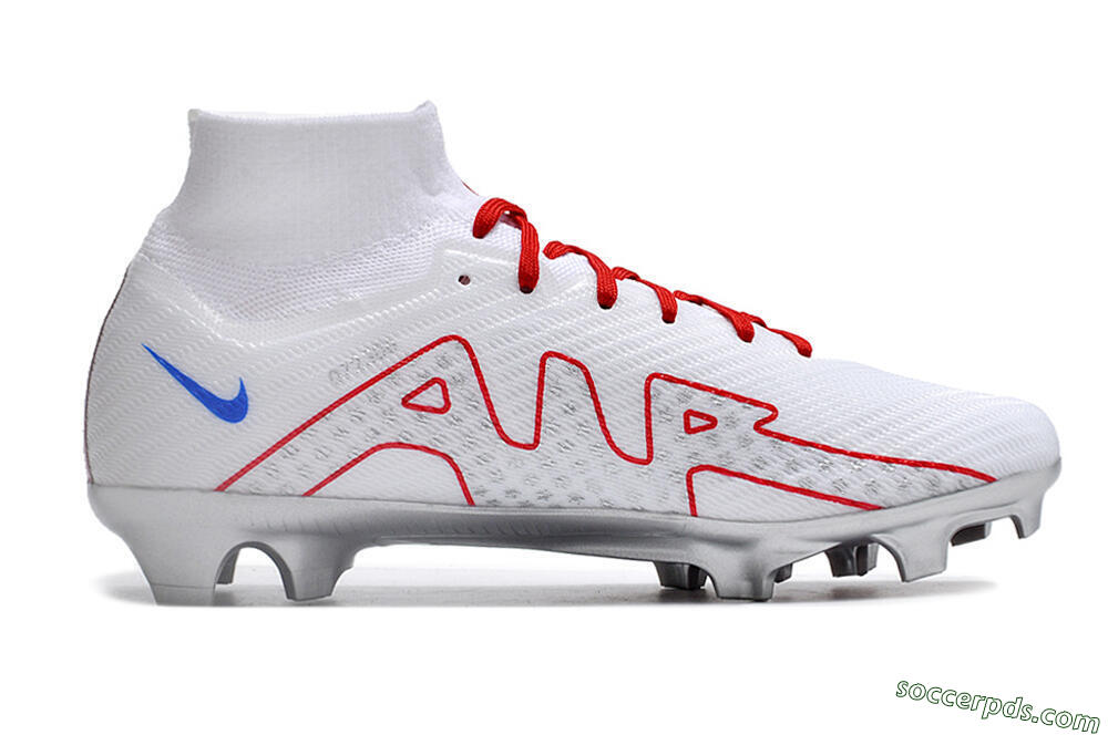 Nike Air Zoom Mercurial Superfly 9 Elite FG High-Tops Football Boots - White/Red/Silver 5