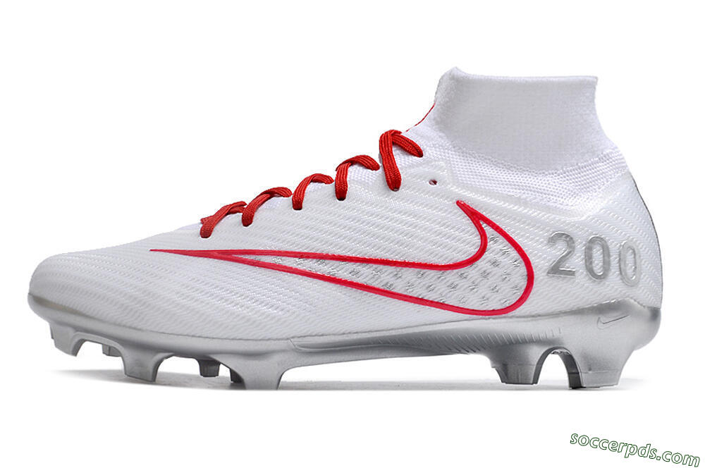 Nike Air Zoom Mercurial Superfly 9 Elite FG High-Tops Football Boots - White/Red/Silver 2