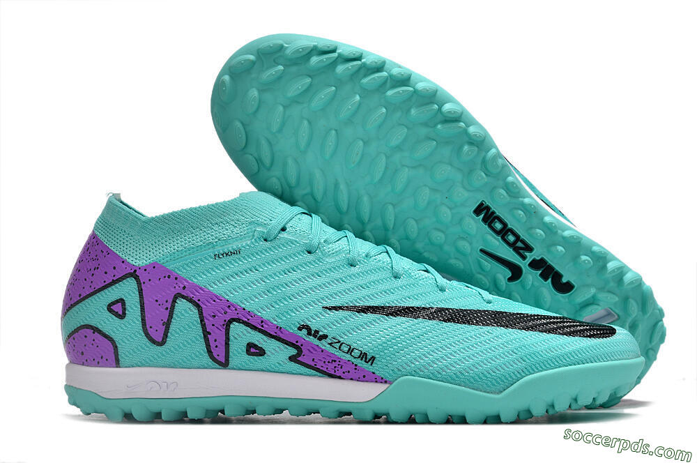 Nike Air Zoom Mercurial Vapor 15 Elite TF Low-Tops Football Shoes - Turquoise/Black/White/Purple 1
