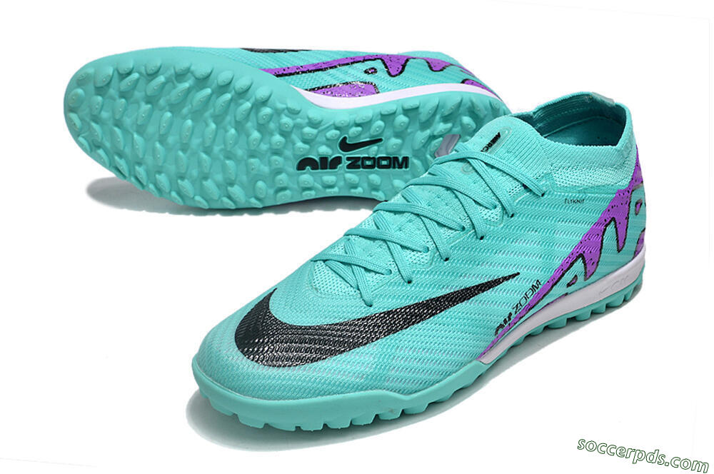 Nike Air Zoom Mercurial Vapor 15 Elite TF Low-Tops Football Shoes - Turquoise/Black/White/Purple 3