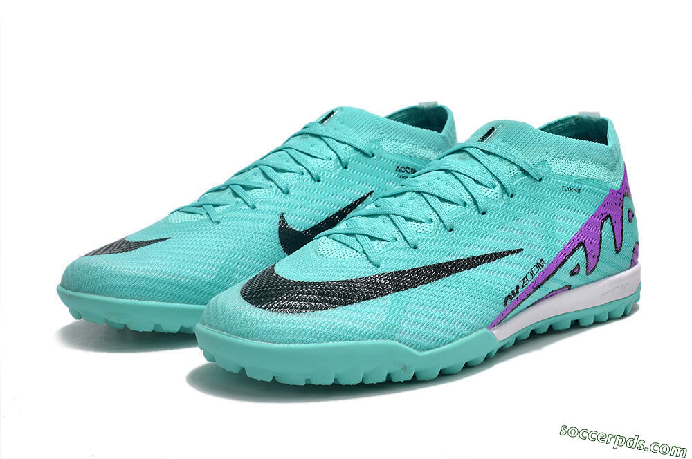 Nike Air Zoom Mercurial Vapor 15 Elite TF Low-Tops Football Shoes - Turquoise/Black/White/Purple 5