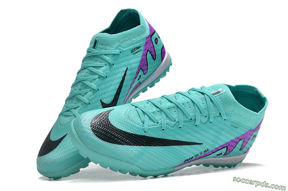Nike Air Zoom Mercurial Vapor 15 Elite TF Low-Tops Football Shoes - Turquoise/Black/White/Purple 6