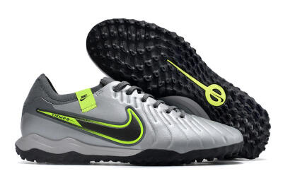 Nike Tiempo Legend X Pro TF Low-Tops Football Shoes - Silver/Black/Yellow