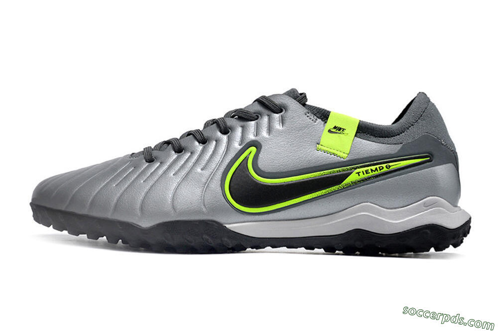 Nike Tiempo Legend X Pro TF Low-Tops Football Shoes - Silver/Black/Yellow 2
