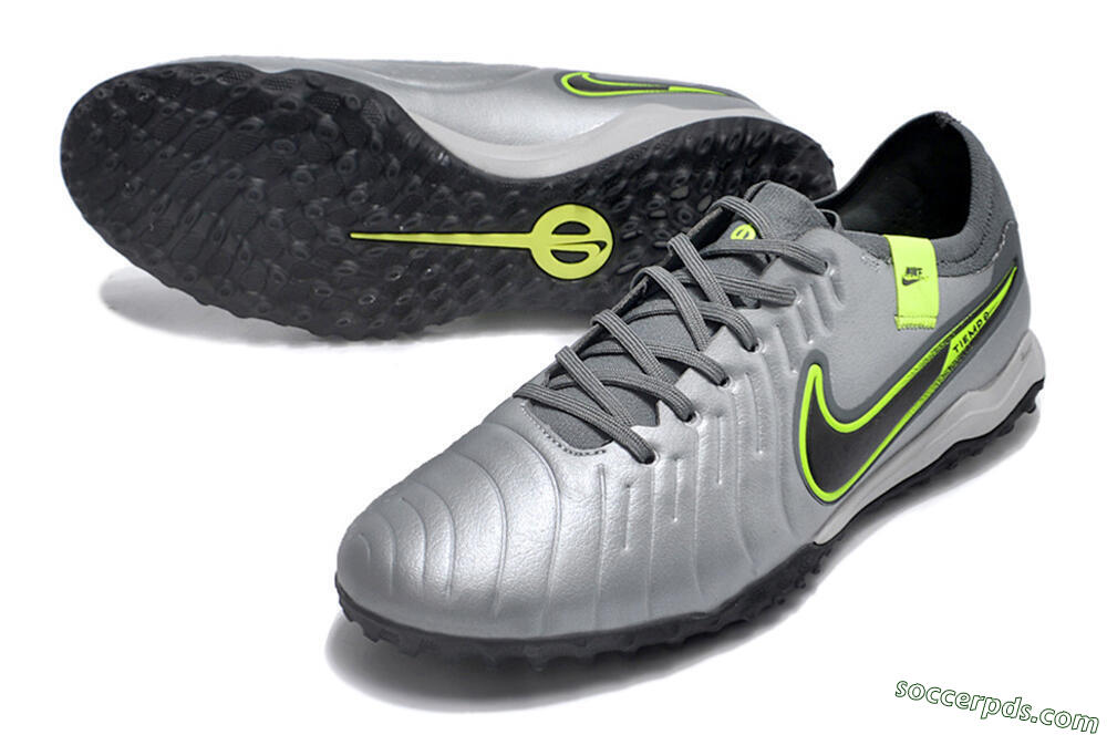 Nike Tiempo Legend X Pro TF Low-Tops Football Shoes - Silver/Black/Yellow 3