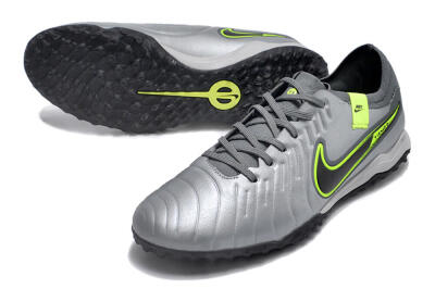 Nike Tiempo Legend X Pro TF Low-Tops Football Shoes - Silver/Black/Yellow