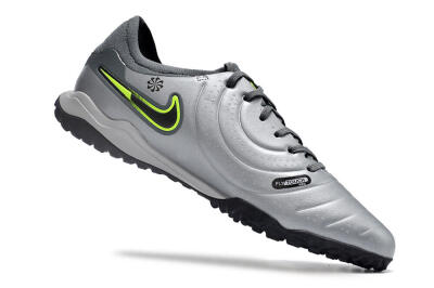 Nike Tiempo Legend X Pro TF Low-Tops Football Shoes - Silver/Black/Yellow