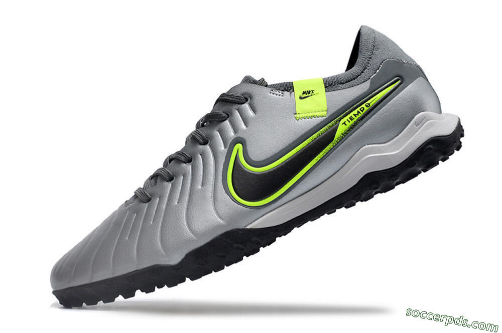 Nike Tiempo Legend X Pro TF Low-Tops Football Shoes - Silver/Black/Yellow 5