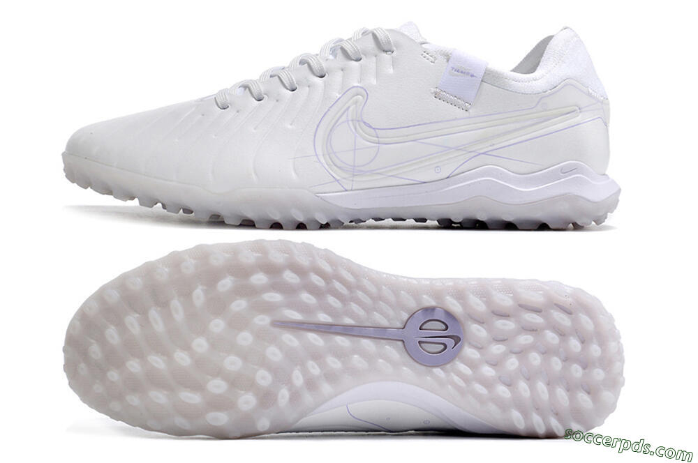 Nike Tiempo Legend X Pro TF Low-Tops Football Shoes - White/Purple 0