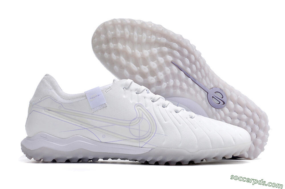 Nike Tiempo Legend X Pro TF Low-Tops Football Shoes - White/Purple 1