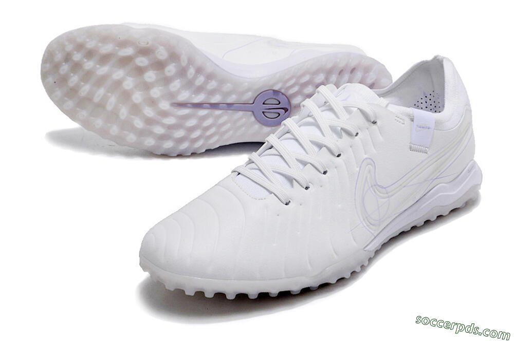 Nike Tiempo Legend X Pro TF Low-Tops Football Shoes - White/Purple 3