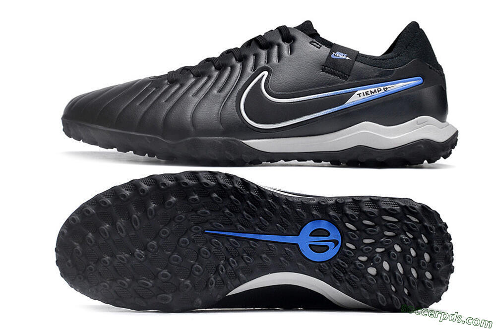 NikeTiempo Legend 10 TF Low-Tops Football Shoes - Black/Blue/White 0
