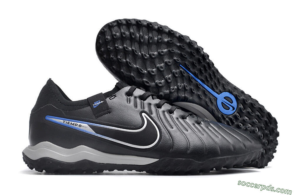 NikeTiempo Legend 10 TF Low-Tops Football Shoes - Black/Blue/White 1