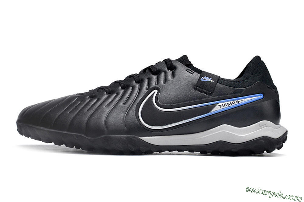 NikeTiempo Legend 10 TF Low-Tops Football Shoes - Black/Blue/White 2