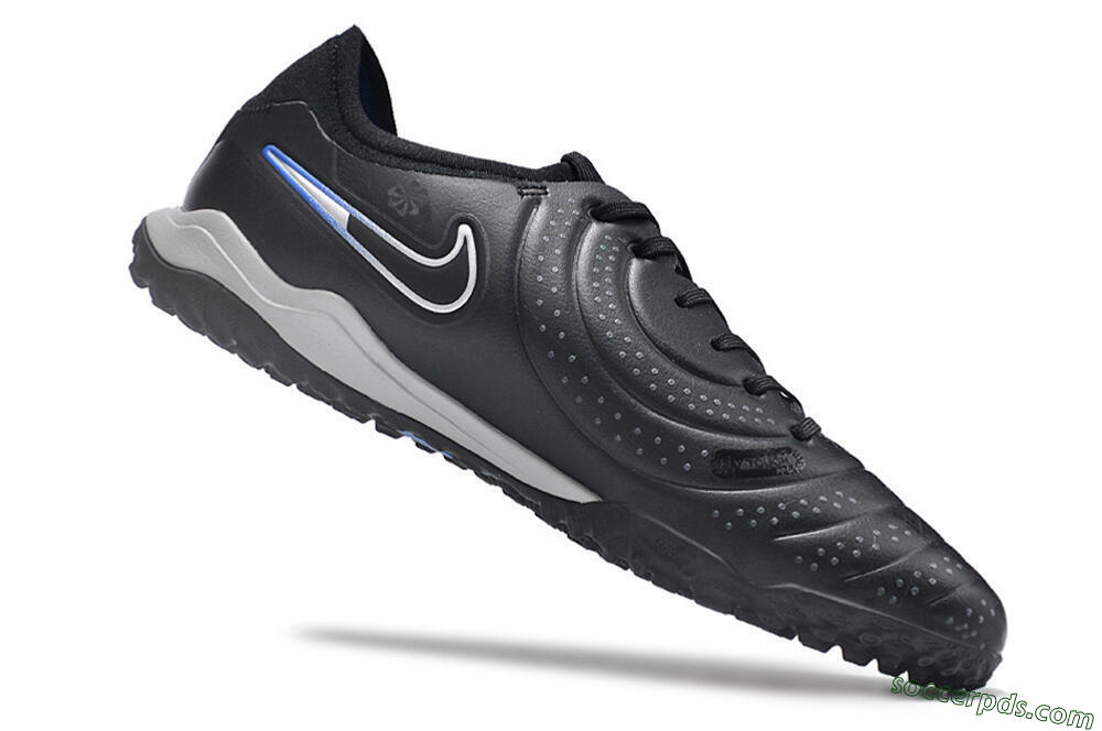 NikeTiempo Legend 10 TF Low-Tops Football Shoes - Black/Blue/White 4