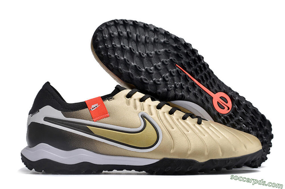 Nike Tiempo Legend 10 TF Low-Tops Football Shoes - Gold/White/Black 1