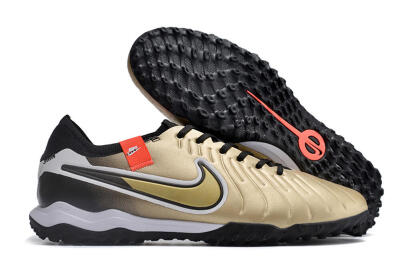 Nike Tiempo Legend 10 TF Low-Tops Football Shoes - Gold/White/Black