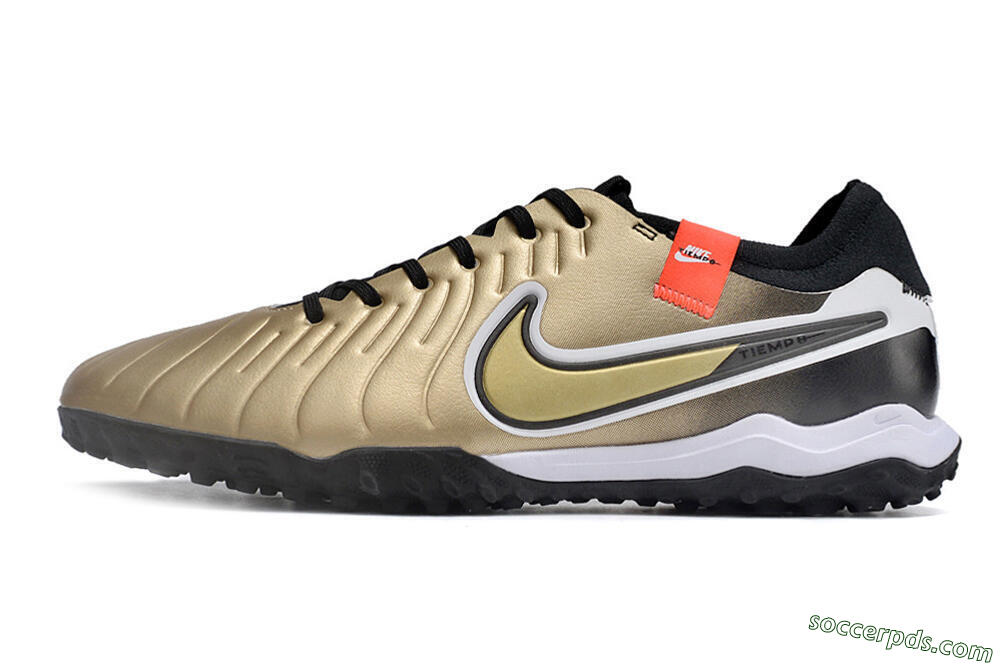 Nike Tiempo Legend 10 TF Low-Tops Football Shoes - Gold/White/Black 2