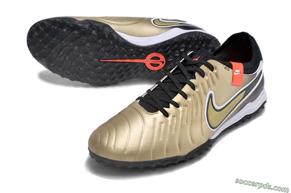 Nike Tiempo Legend 10 TF Low-Tops Football Shoes - Gold/White/Black 3