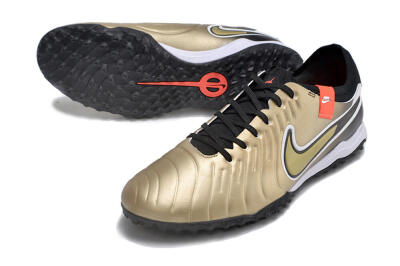 Nike Tiempo Legend 10 TF Low-Tops Football Shoes - Gold/White/Black