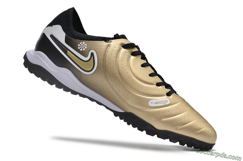 Nike Tiempo Legend 10 TF Low-Tops Football Shoes - Gold/White/Black 4