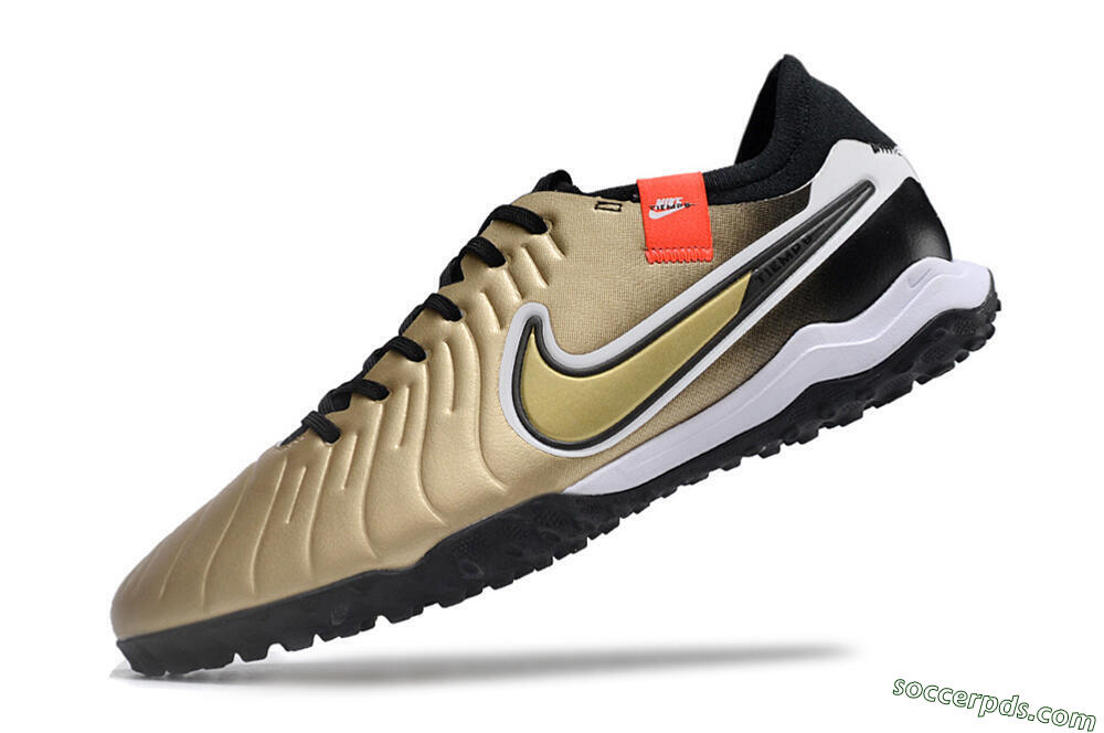 Nike Tiempo Legend 10 TF Low-Tops Football Shoes - Gold/White/Black 5