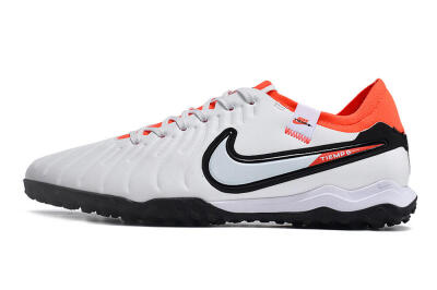 NikeTiempo Legend 10 TF Low-Tops Football Shoes - White/Black/Orange