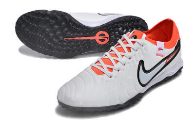 NikeTiempo Legend 10 TF Low-Tops Football Shoes - White/Black/Orange