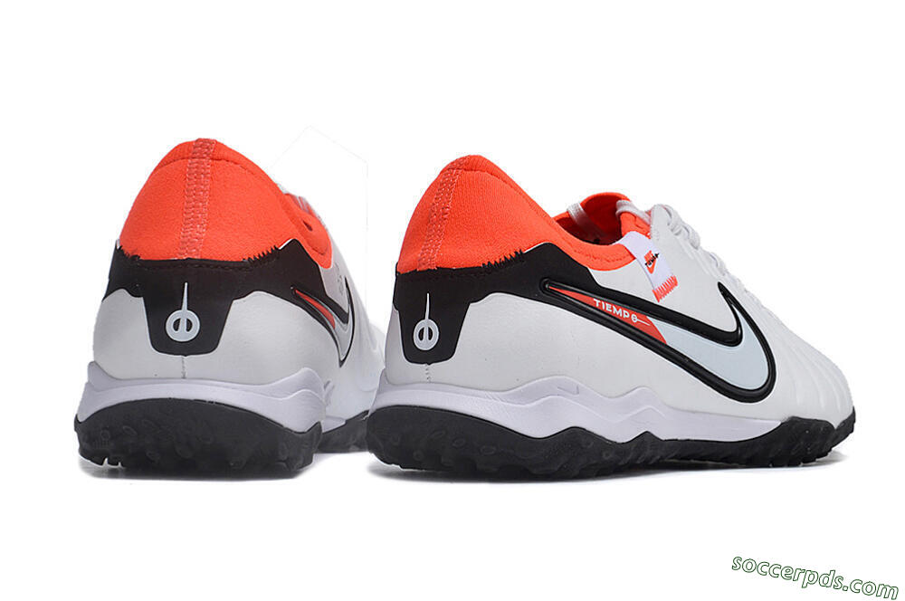 NikeTiempo Legend 10 TF Low-Tops Football Shoes - White/Black/Orange 6
