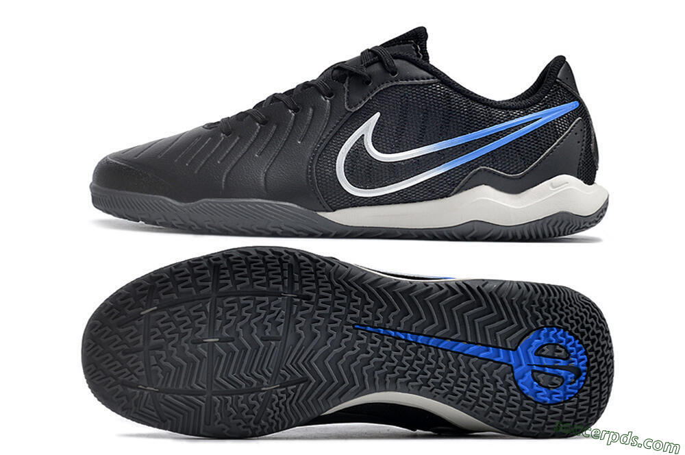 Nike Tiempo Legend 10 Academy IC Low-Tops Football Shoes - Black/White/Blue 0