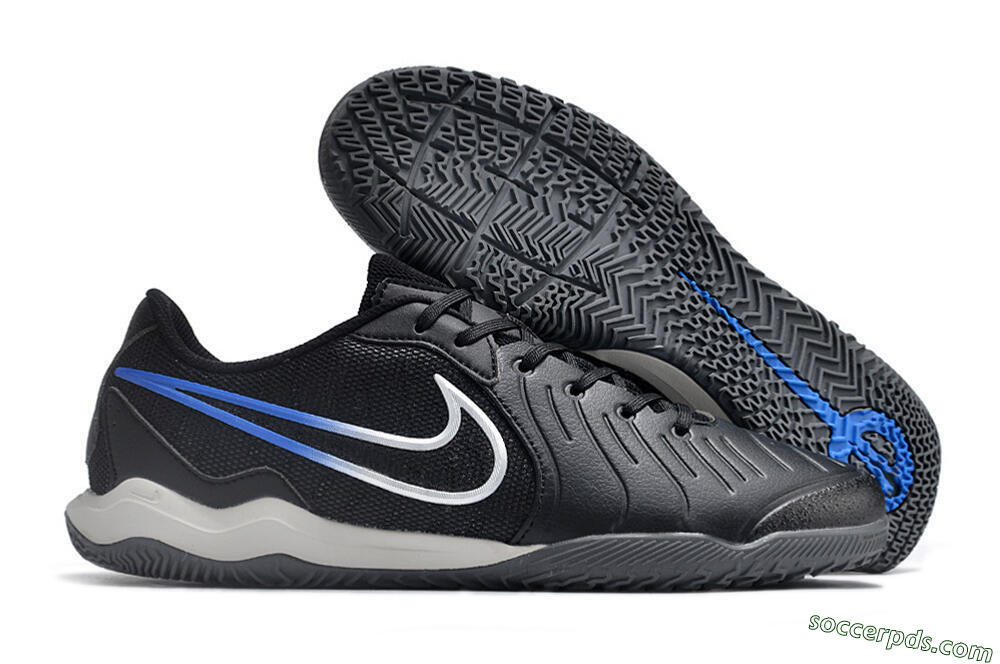 Nike Tiempo Legend 10 Academy IC Low-Tops Football Shoes - Black/White/Blue 1