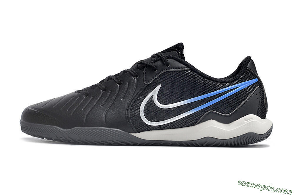 Nike Tiempo Legend 10 Academy IC Low-Tops Football Shoes - Black/White/Blue 2