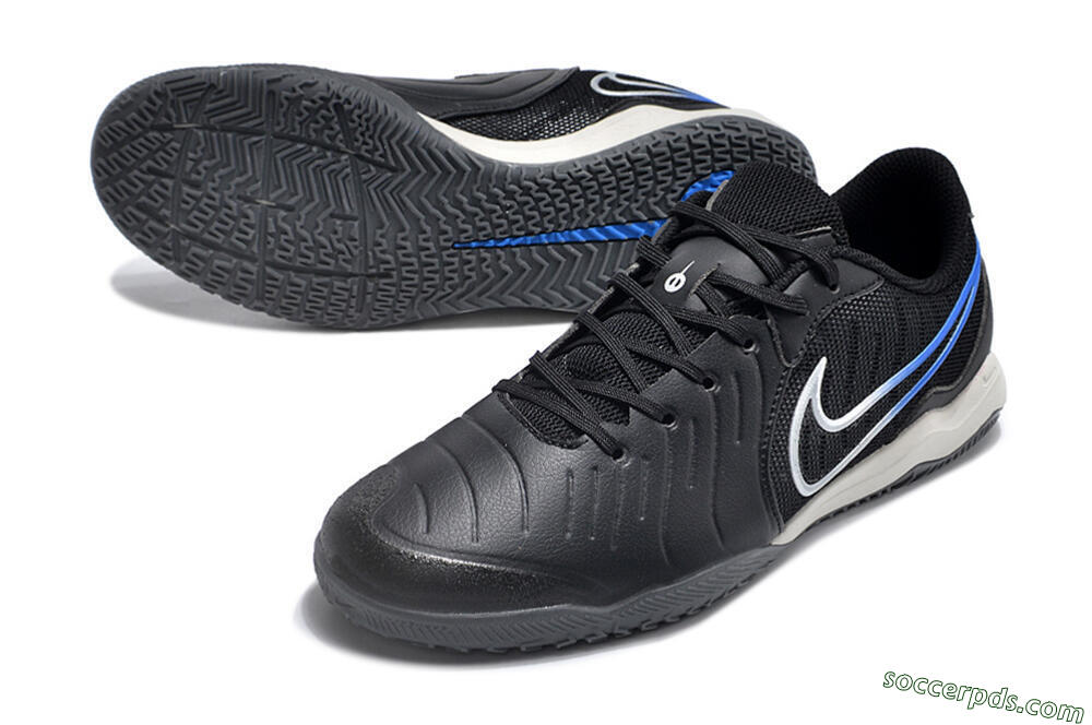 Nike Tiempo Legend 10 Academy IC Low-Tops Football Shoes - Black/White/Blue 3